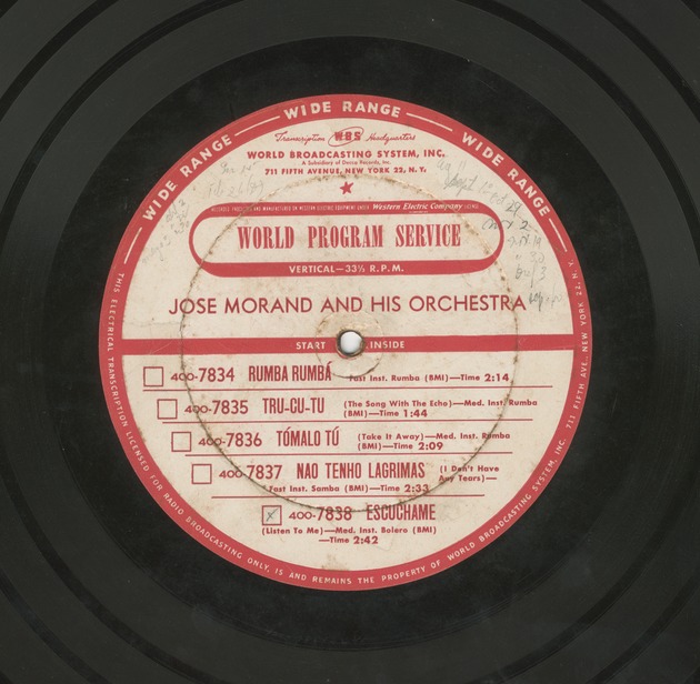 Harry Horlick and his Orchestra -- Jose Morand and his Orchestra - Record Label